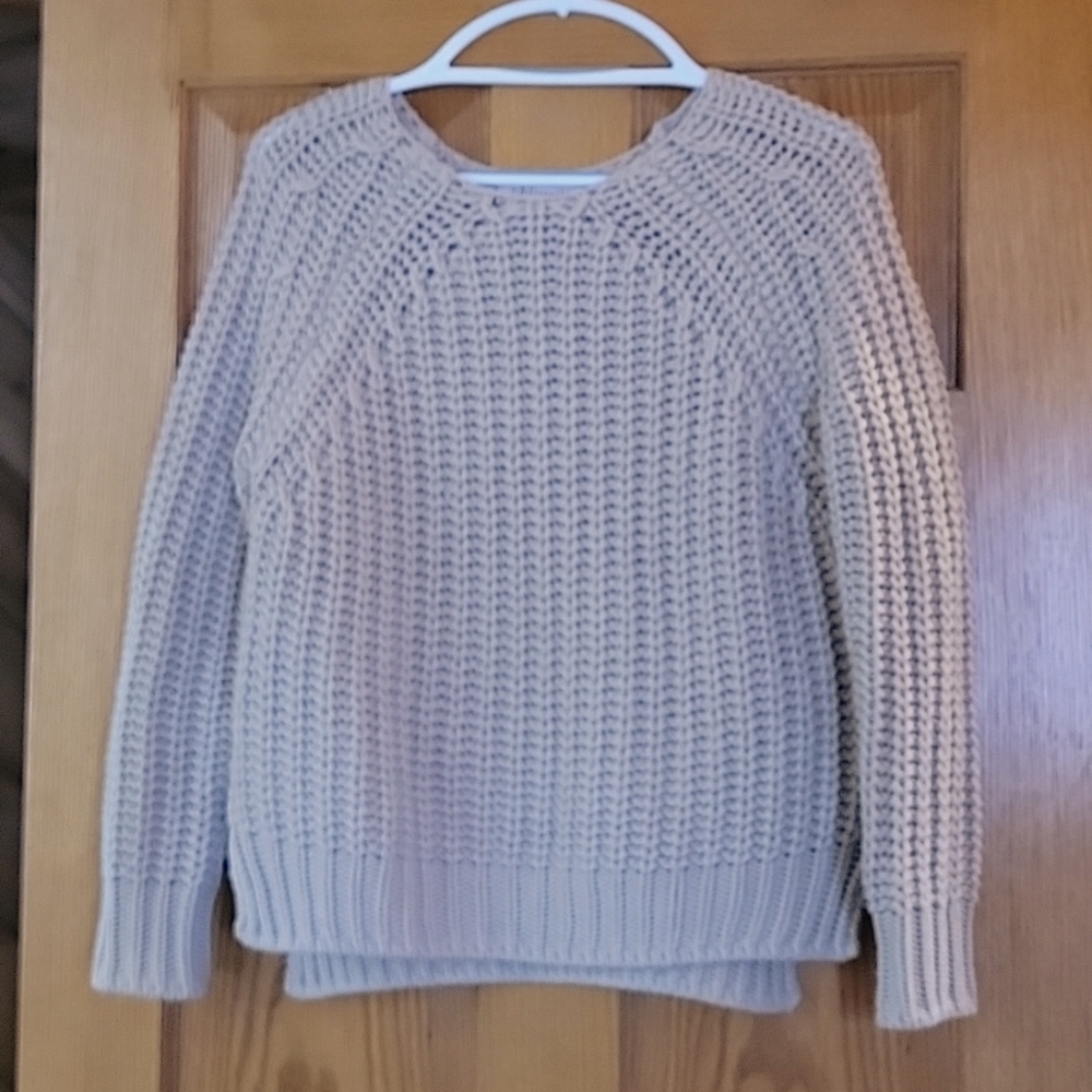Philosophy brand comfy beige loose-fitting cable knit pullover sweater